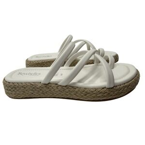 Seychelles Flat Sandals Rule‎ The World White Size 7-8 EUC Woven Platform
